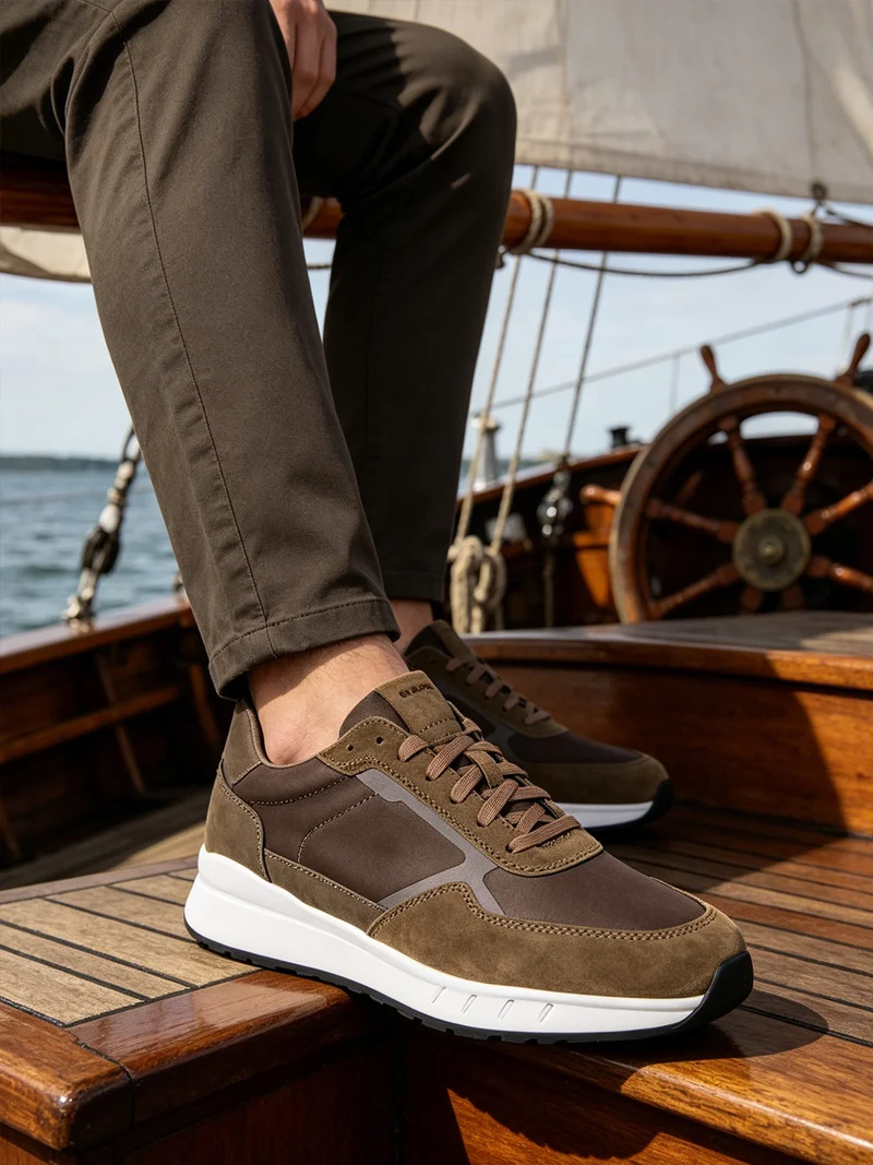 U BRANTHON A Sneakers in pelle scamosciata da uomo - multicolore