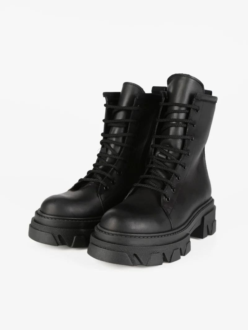 Anfibi in pelle donna - nero