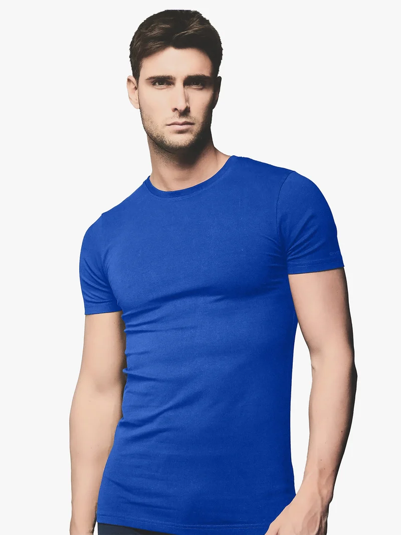 T-shirt intima da uomo in cotone bielastico - bluette