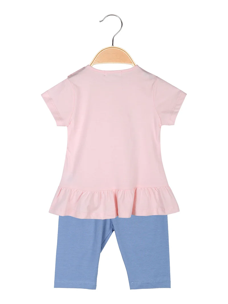 Completo neonata 2 pezzi con t-shirt e leggings - rosa