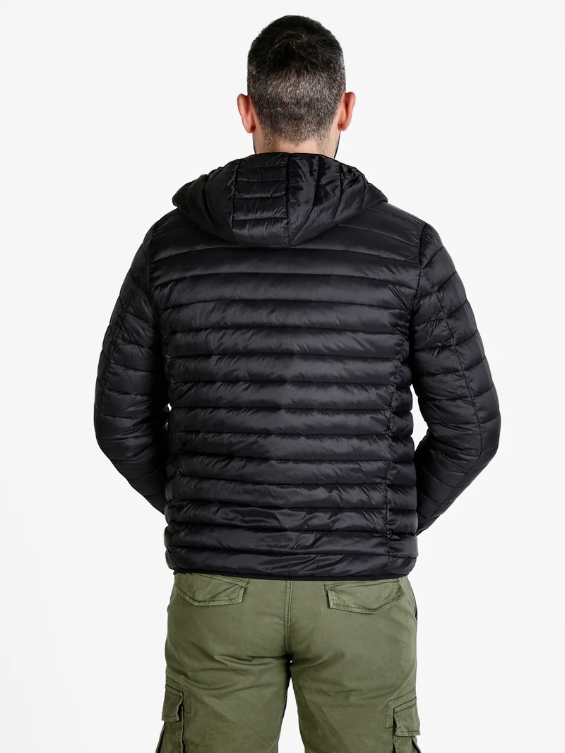 Piumino da uomo 100 g con cappuccio e zip - nero