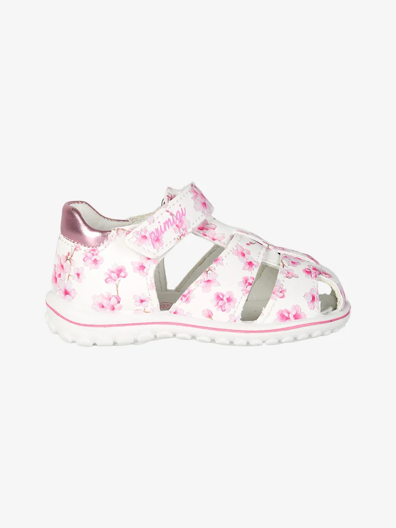 Sandali chiusi da bambina con cinturino a strappo - bianco