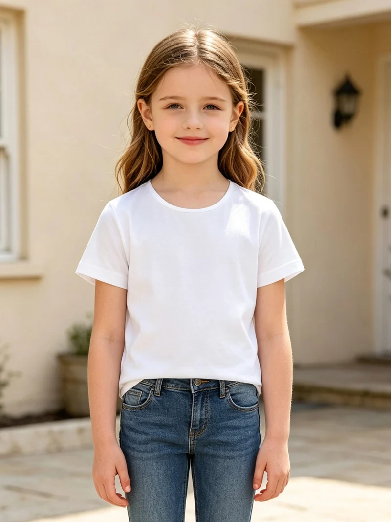 T-shirt intima da bambina in cotone interlock - bianco