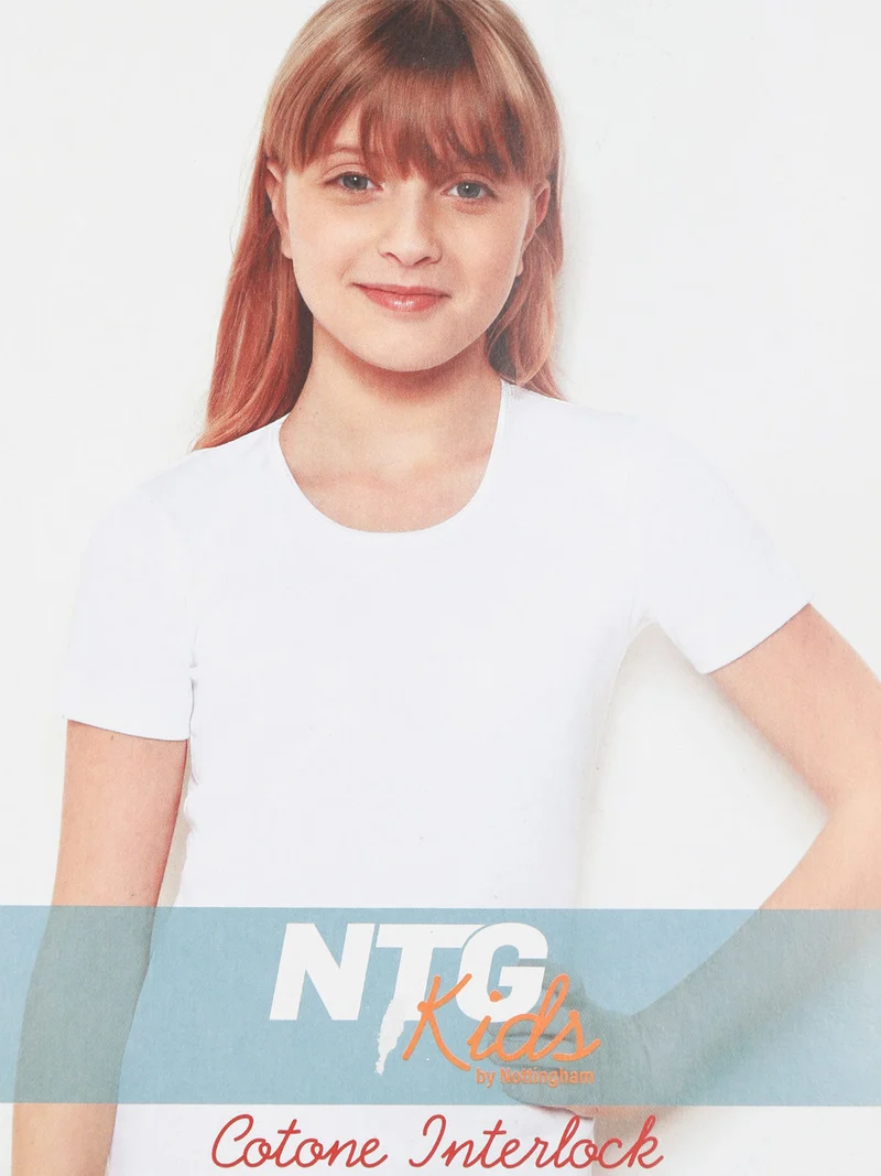 T-shirt intima da bambina in cotone interlock - bianco