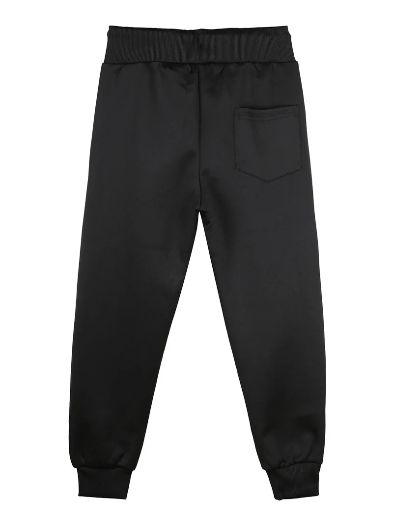 Pantaloni da bambino con coulisse e polsini - nero
