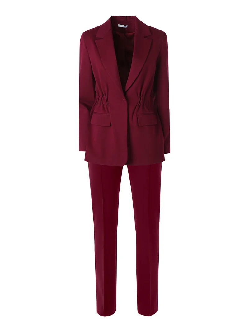 Completo elegante da donna con blazer e pantaloni con finale a zampa - bordeaux