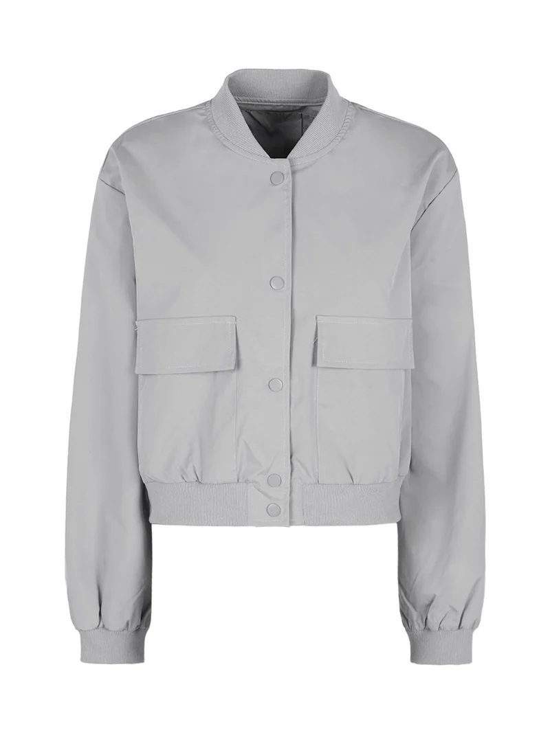 Giacca bomber cropped da donna - grigio