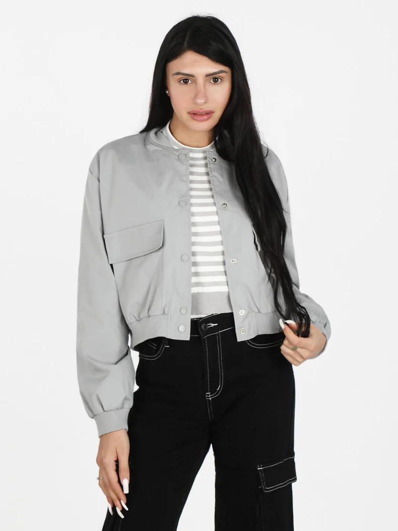 Giacca bomber cropped da donna - grigio