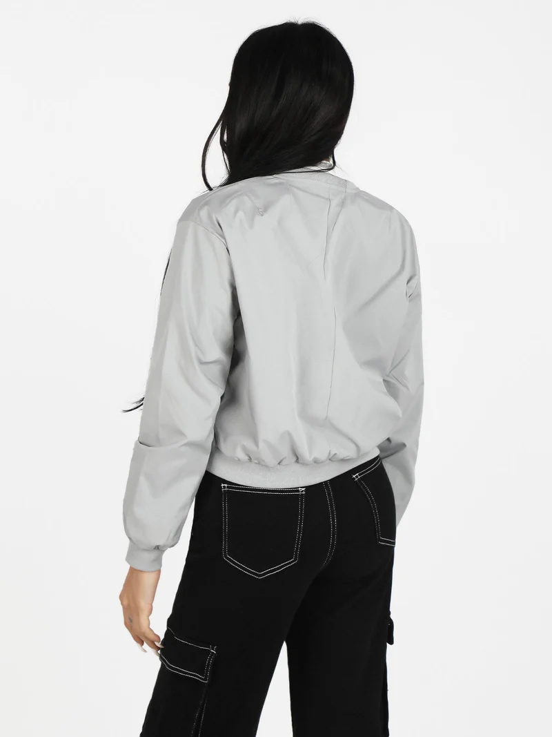 Giacca bomber cropped da donna - grigio
