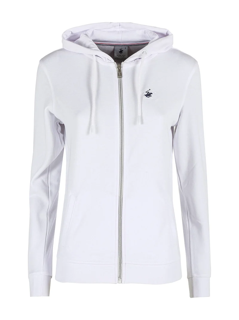 Felpa donna con cappuccio e zip intera - bianco