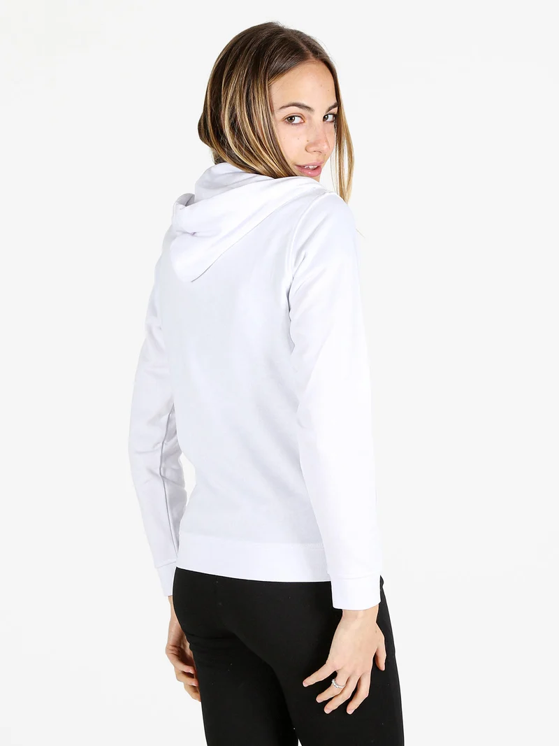 Felpa donna con cappuccio e zip intera - bianco