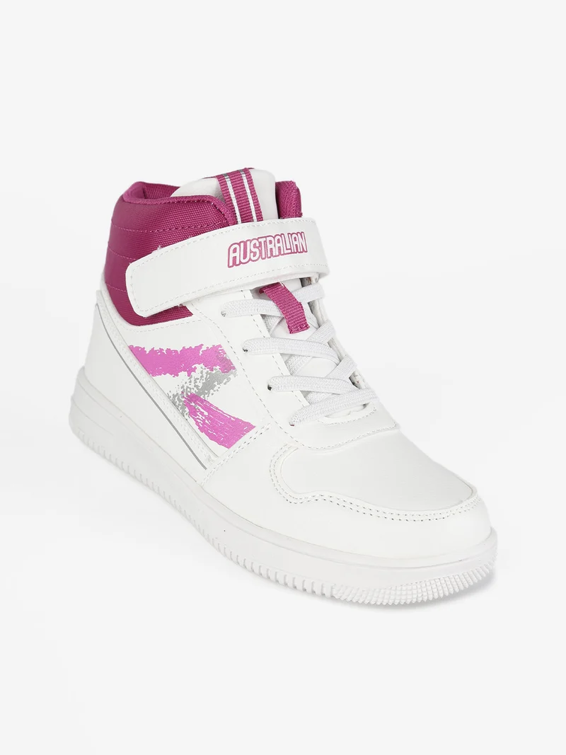 Sneakers alte da bambina con strappo - bianco