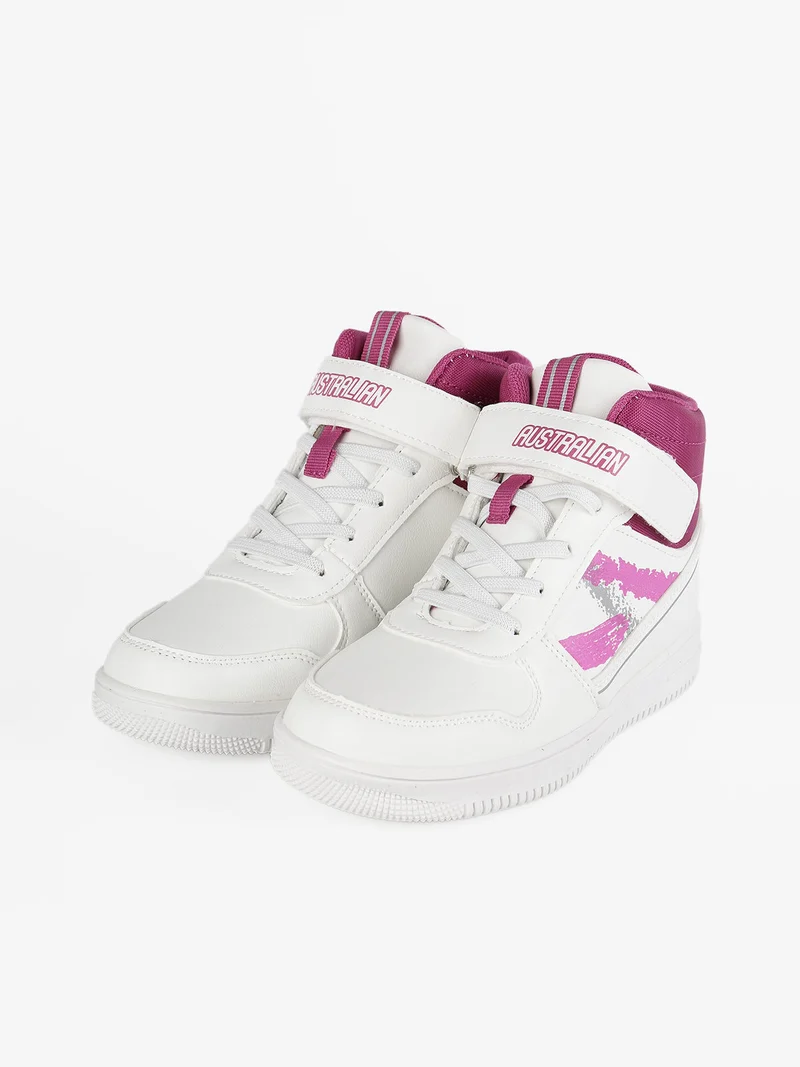 Sneakers alte da bambina con strappo - bianco