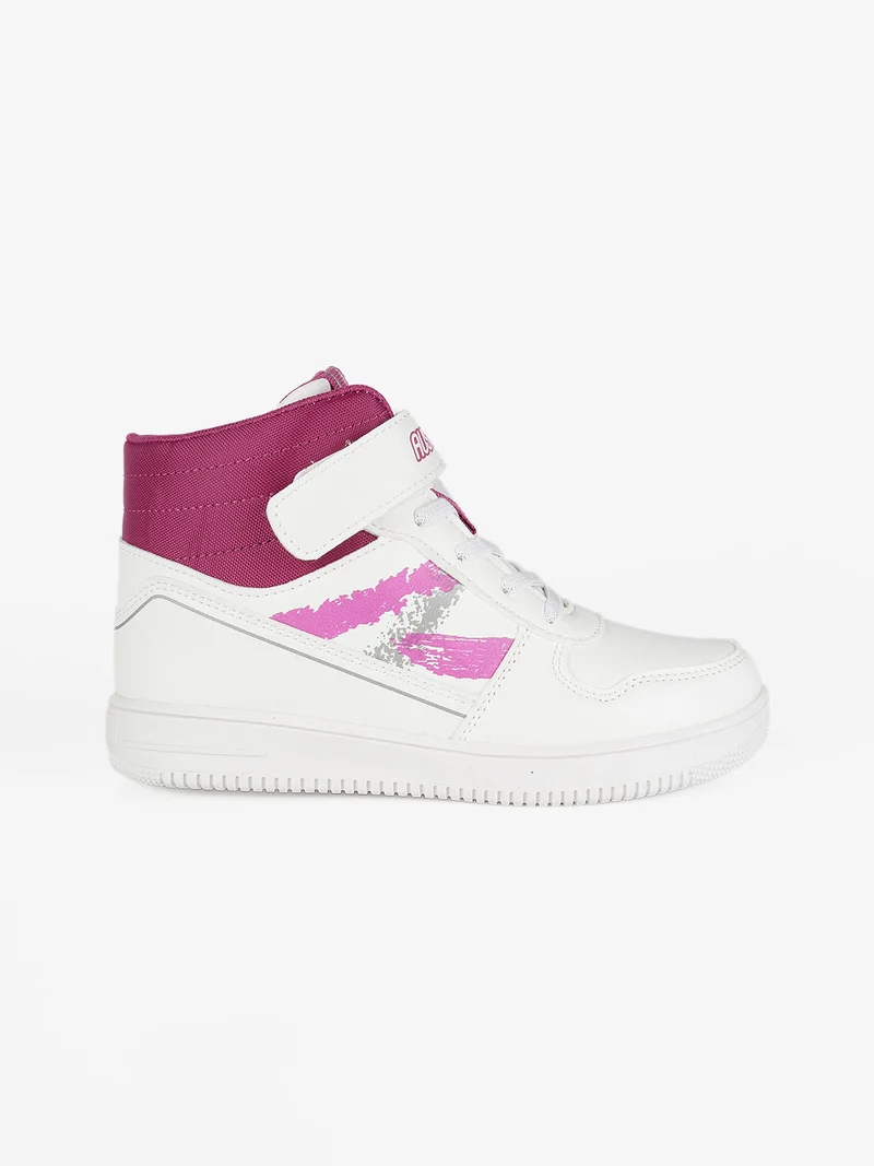 Sneakers alte da bambina con strappo - bianco