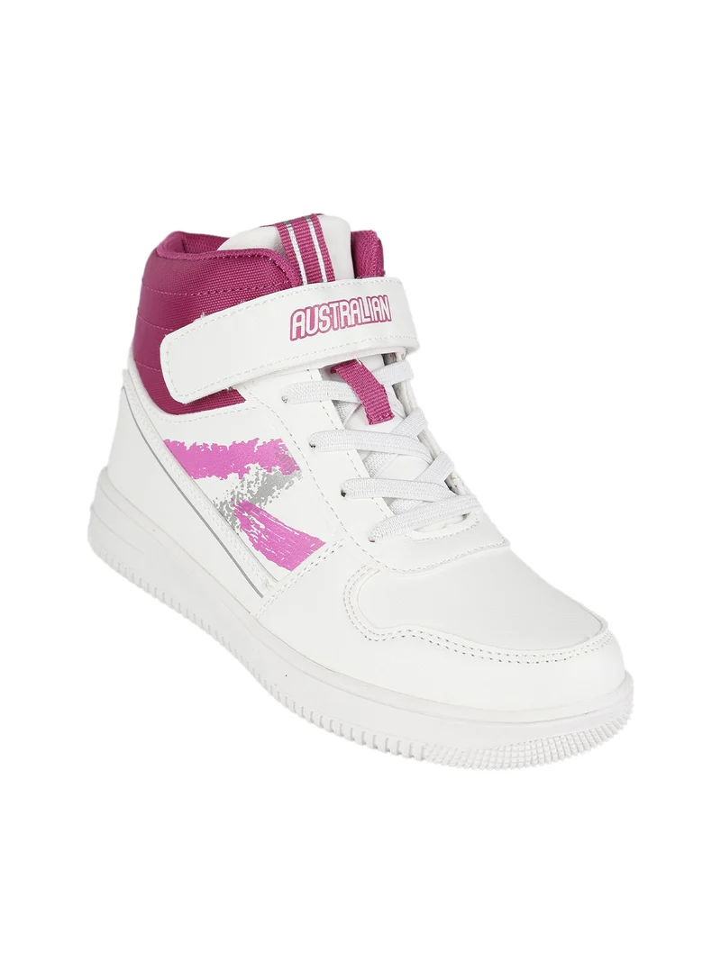 Sneakers alte da bambina con strappo - bianco