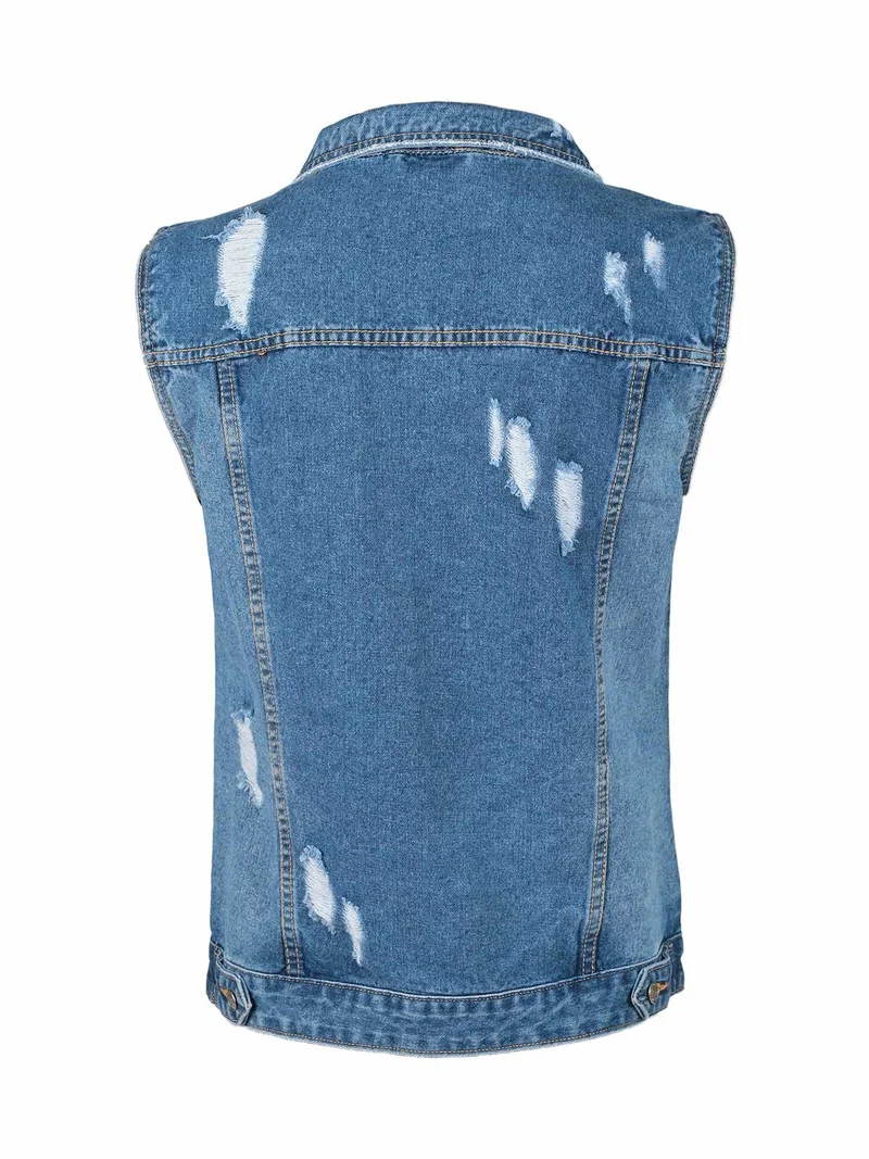Gilet in jeans da uomo con strappi - jeans