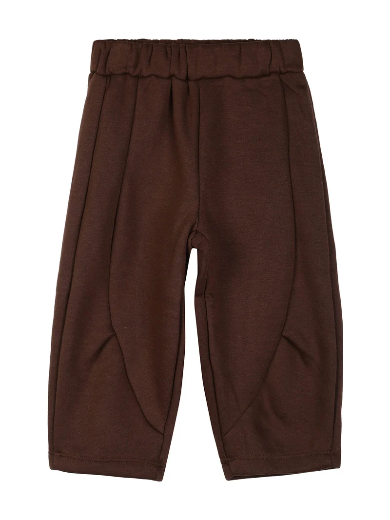 Completo 2 pezzi da neonata con felpa girocollo e pantaloni - sabbia