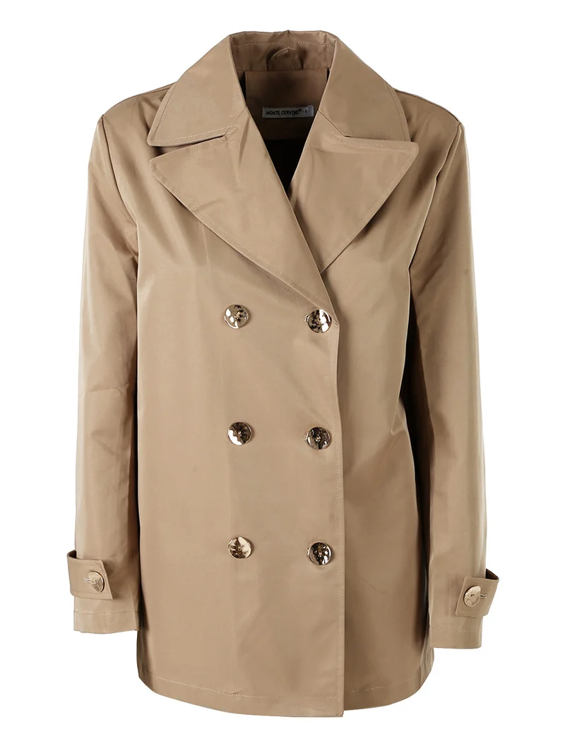 Trench donna con bottoni dorati doppiopetto - khaki