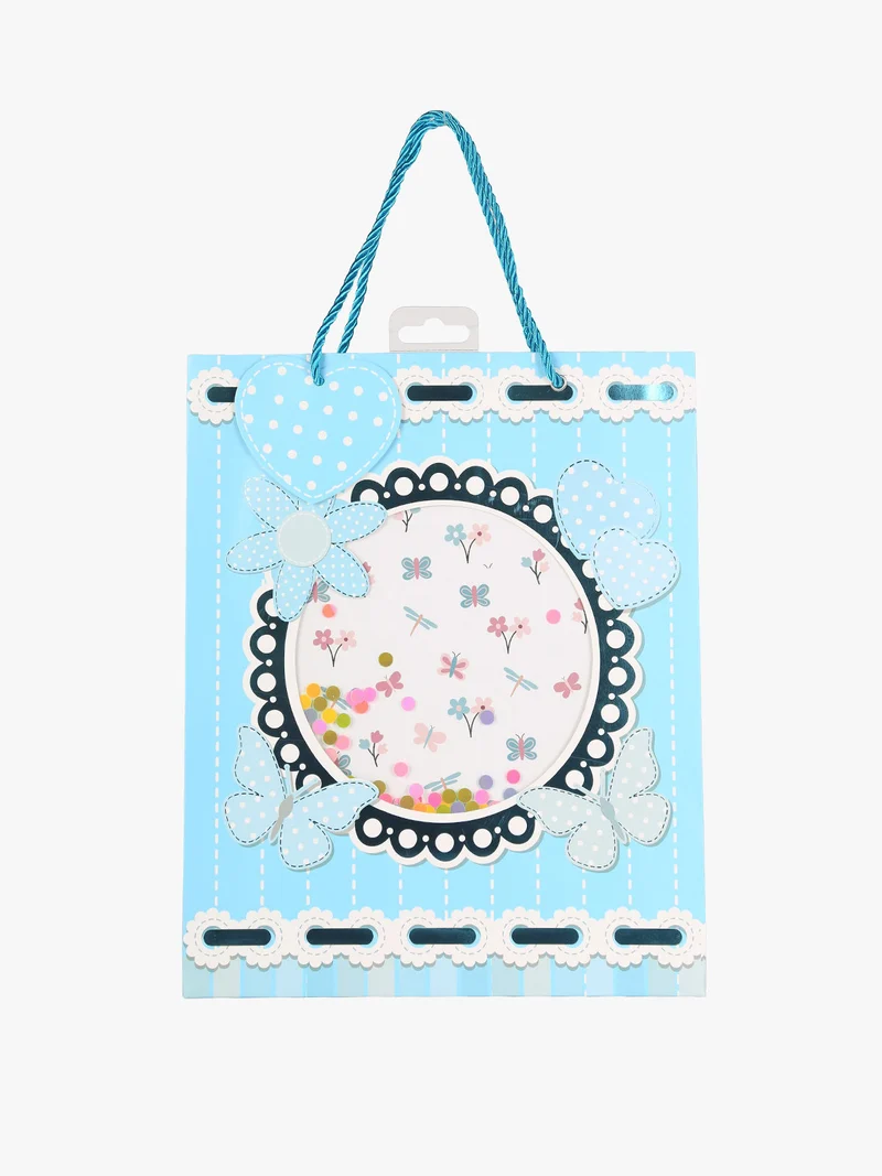 Sacchetto regalo con coriandoli - azzurro