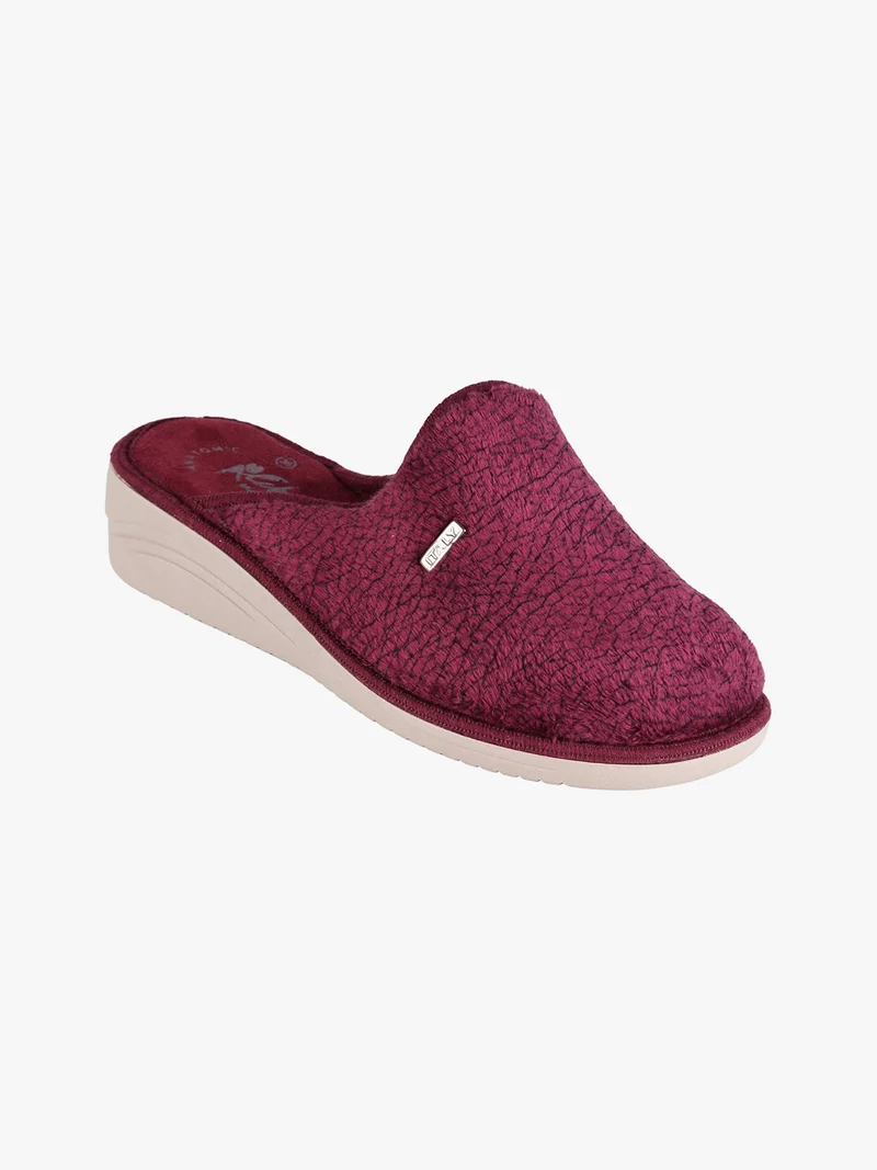 Pantofole donna invernali con zeppa - bordeaux