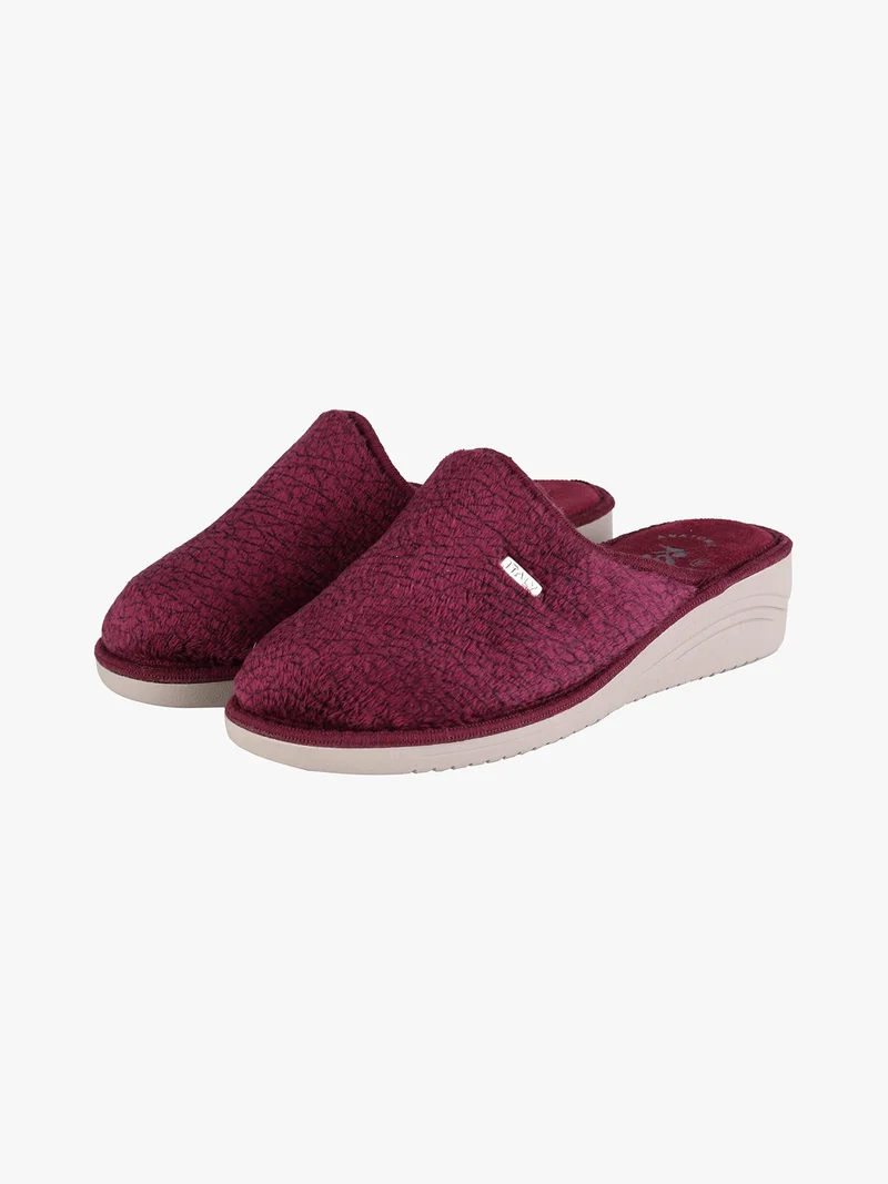 Pantofole donna invernali con zeppa - bordeaux