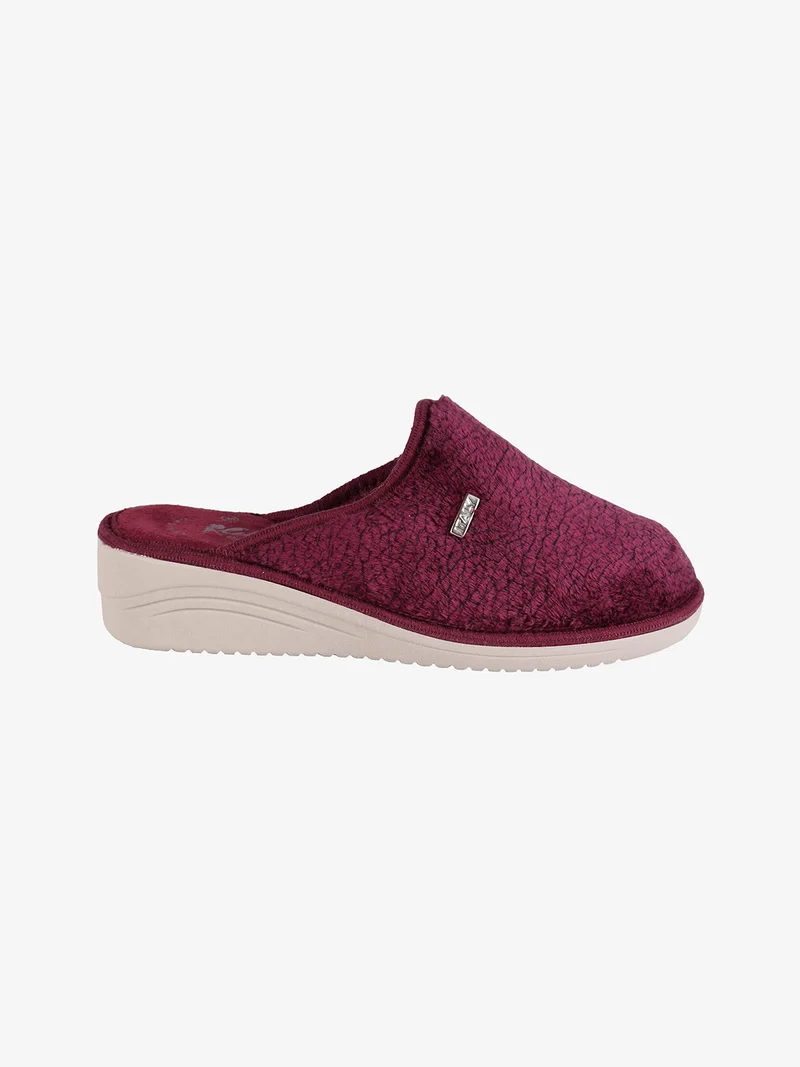 Pantofole donna invernali con zeppa - bordeaux