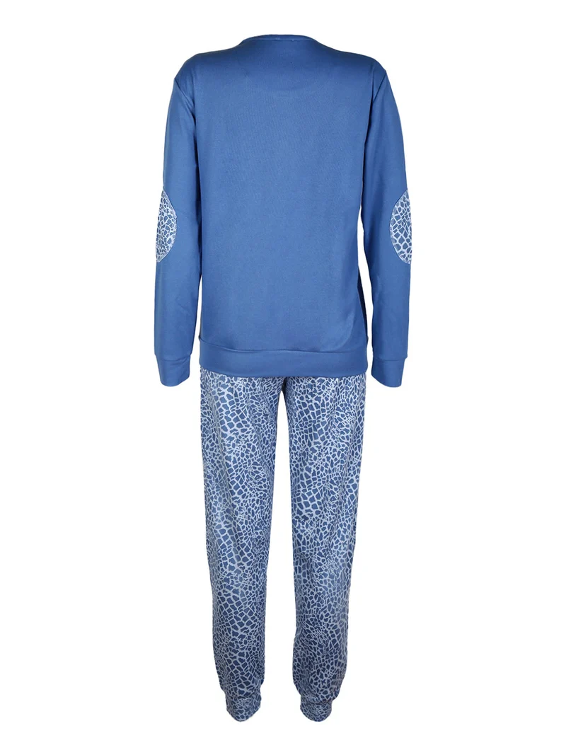 Pigiama lungo da donna in cotonte interlock con strass - avion