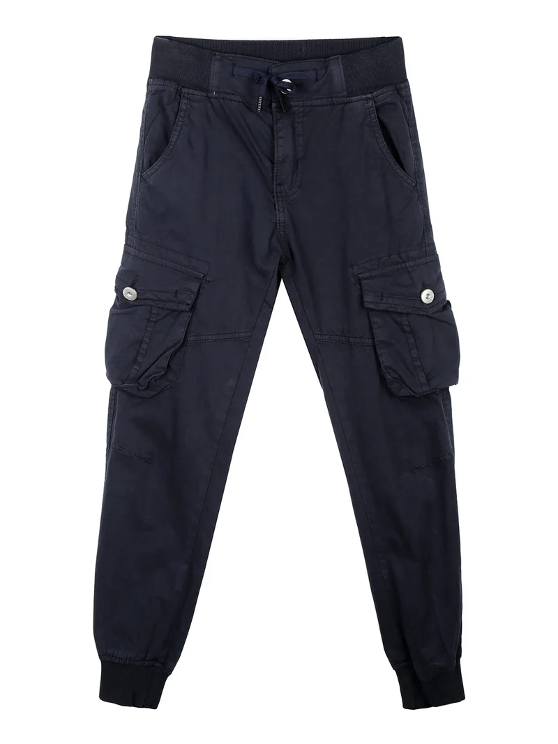 Pantaloni da bambino con tasconi laterali e polsini - blu scuro
