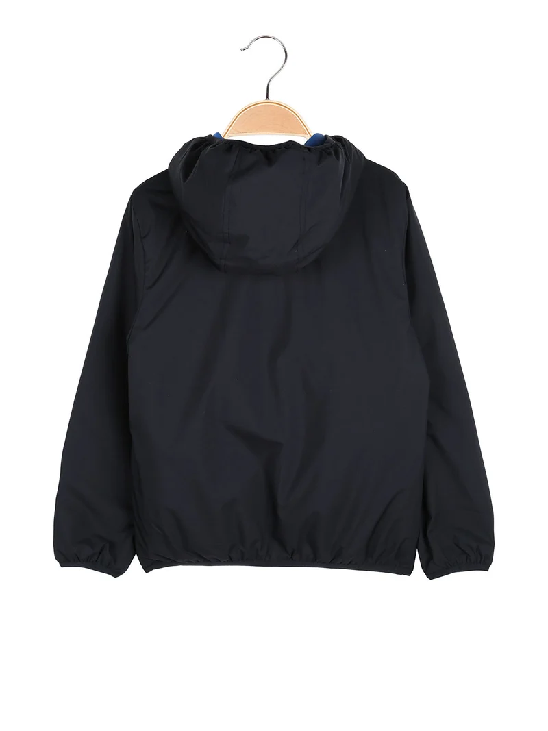 Giubbotto da bambino doubleface con cappuccio - blu scuro