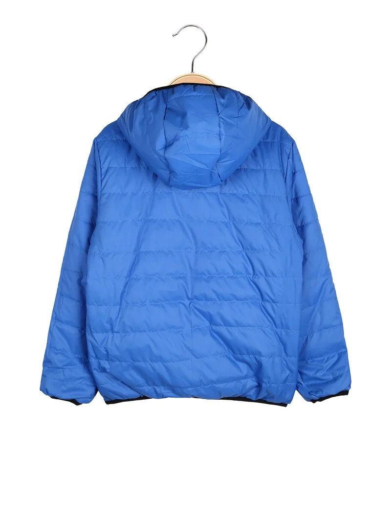 Giubbotto da bambino doubleface con cappuccio - blu scuro