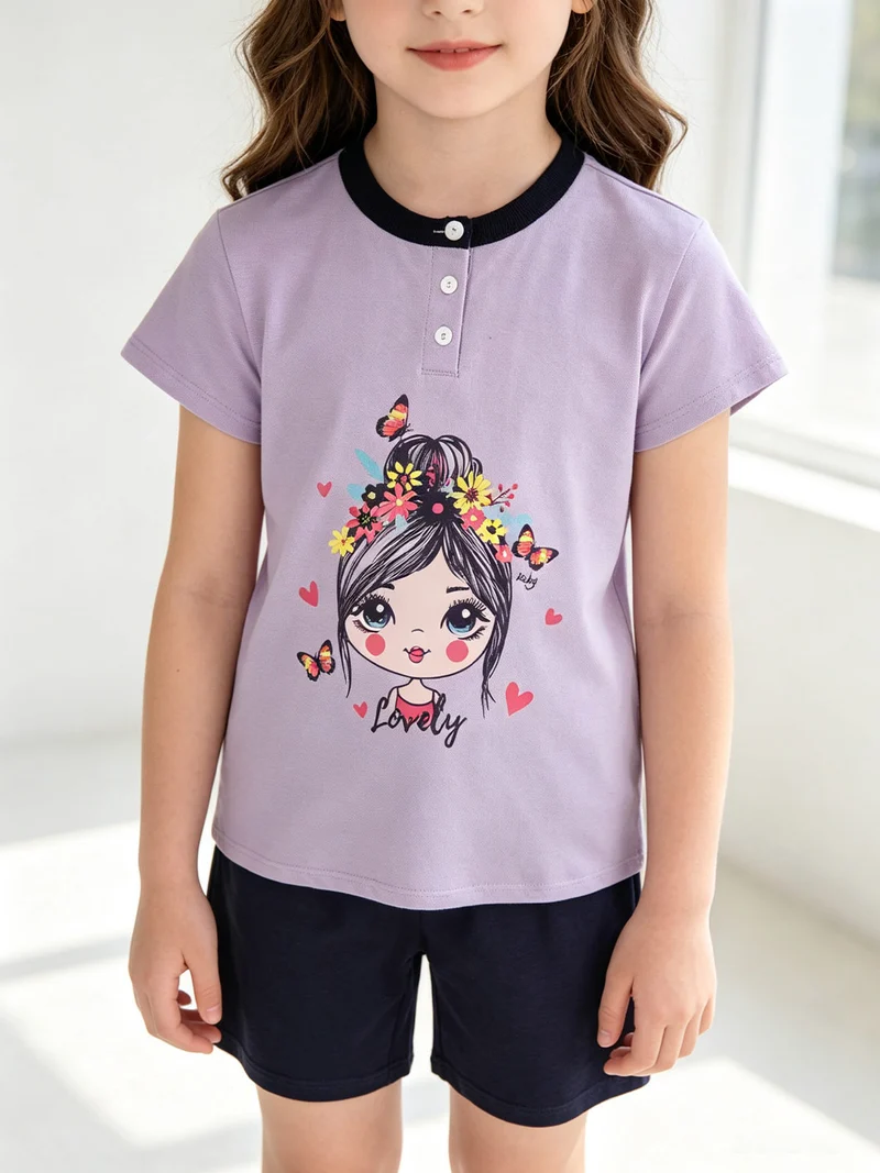Pigiama corto bimba - lilla