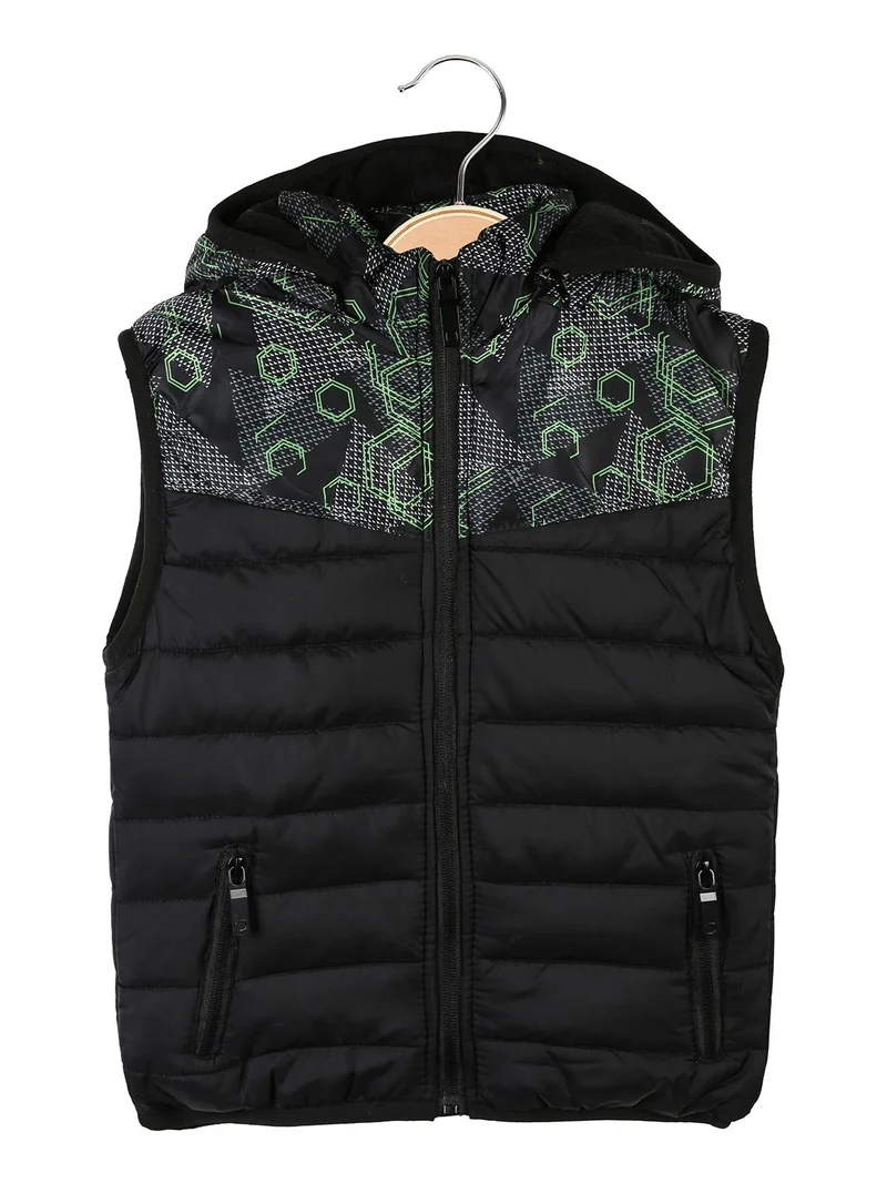 Gilet imbottito da bambino con cappuccio - verde