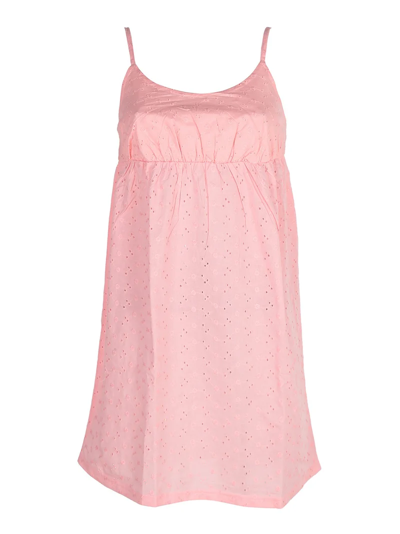 Vestito corto in cotone con spalline sottili - rosa