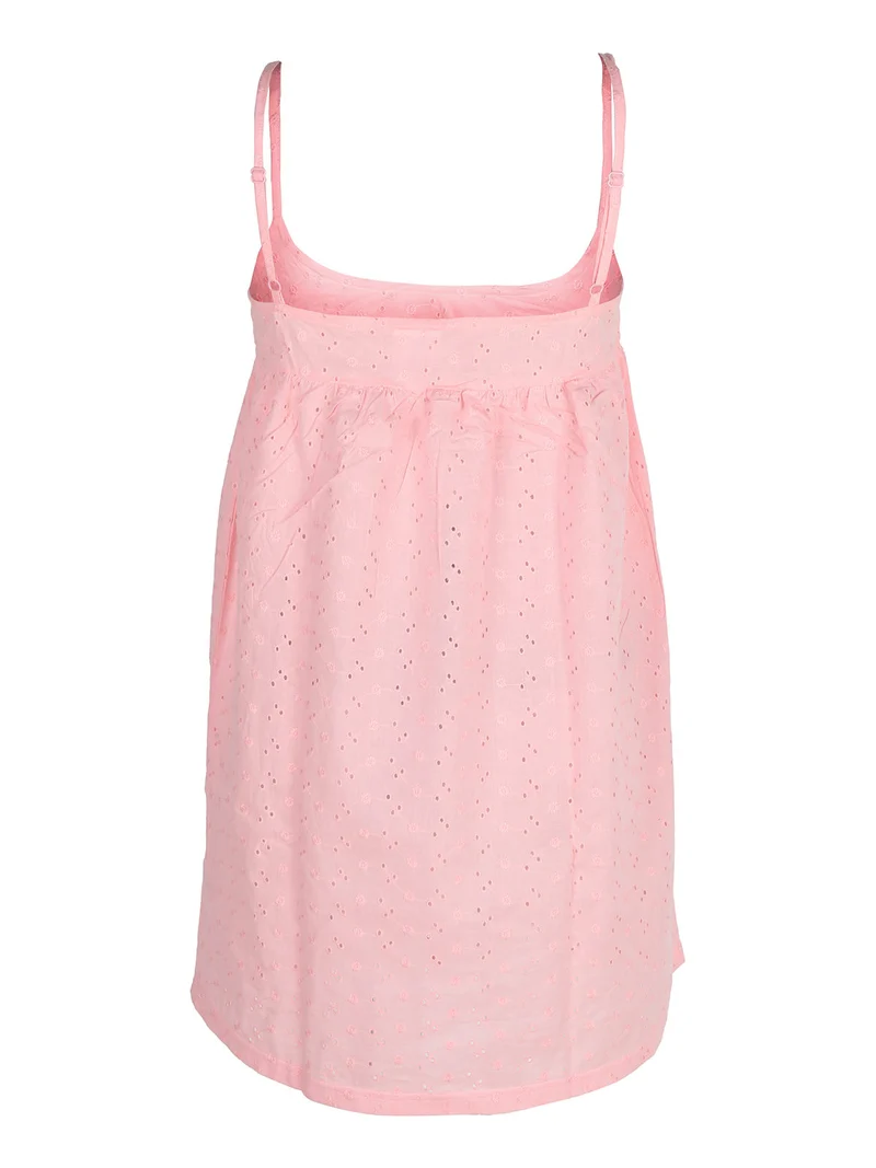 Vestito corto in cotone con spalline sottili - rosa