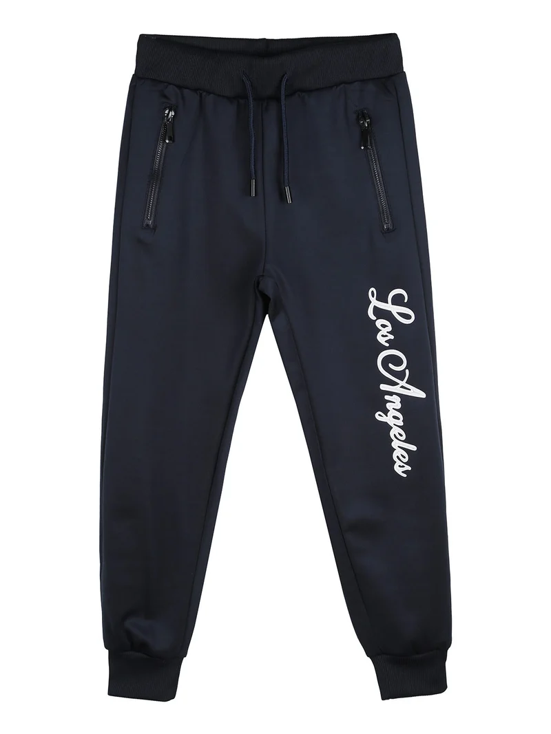 Pantaloni tuta da bambino con polsini e coulisse - blu scuro