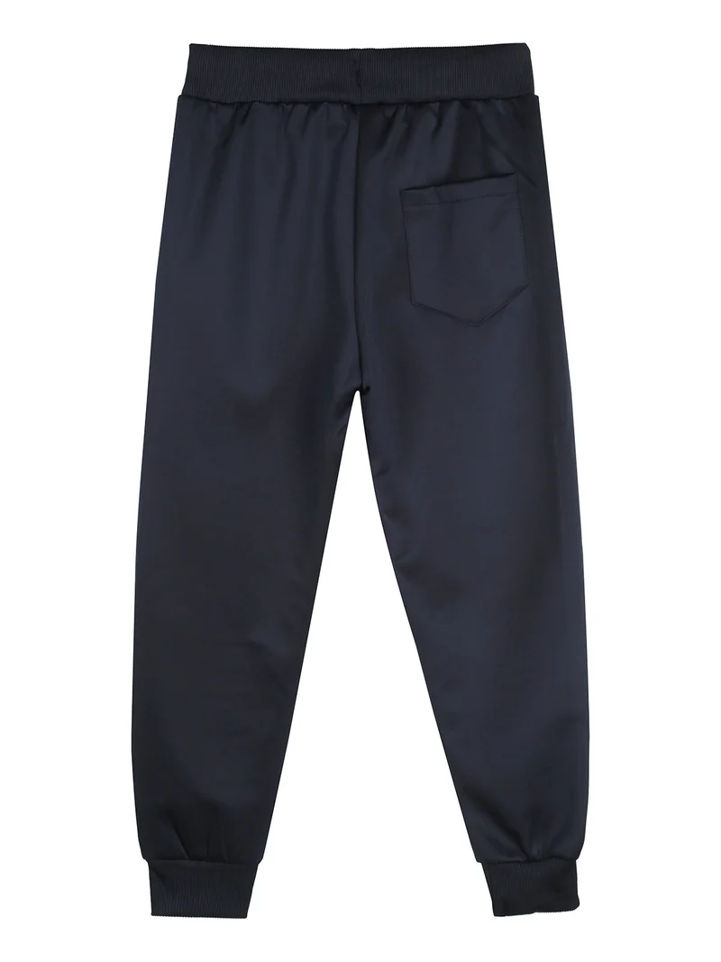 Pantaloni tuta da bambino con polsini e coulisse - blu scuro