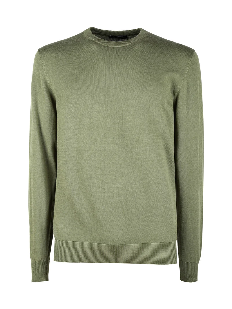 Pullover girocollo da uomo in maglia extra fine - militare