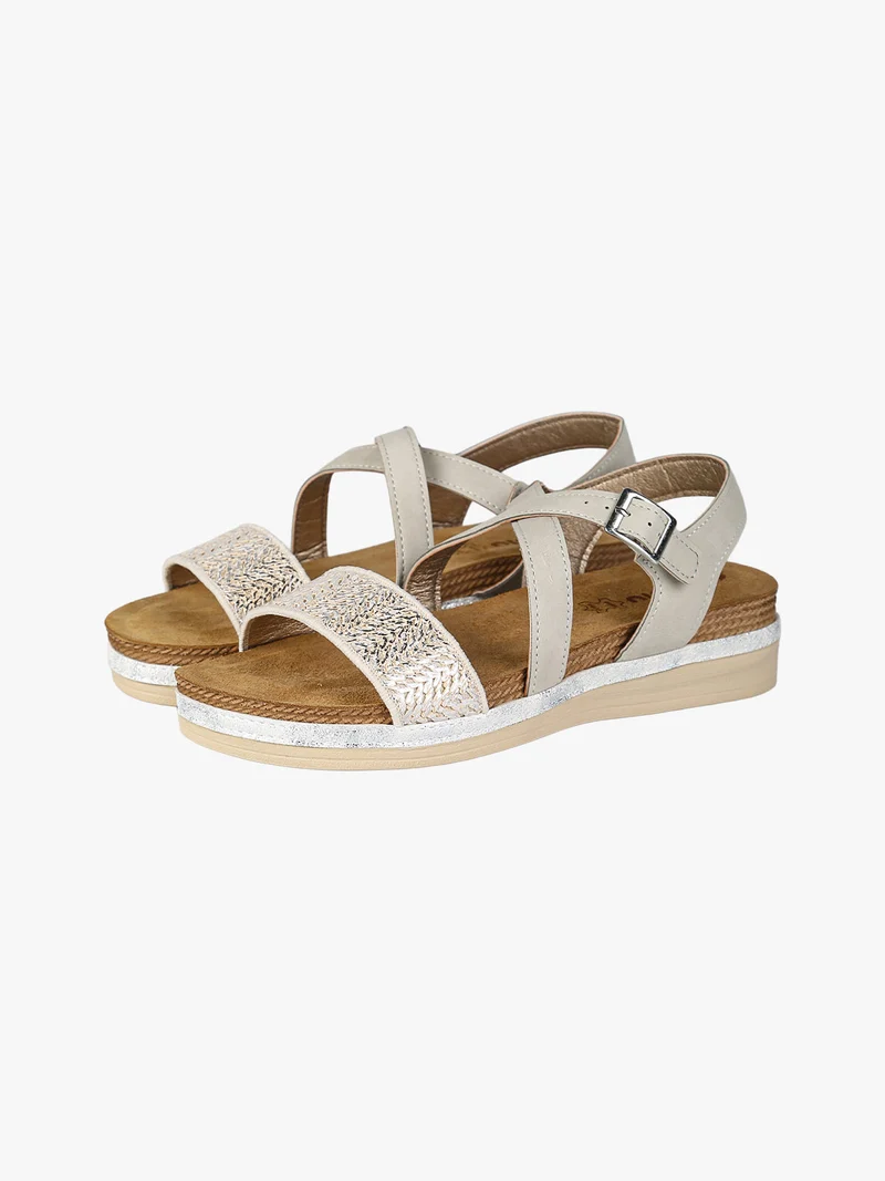 Sandali donna con fascette incrociate - perla