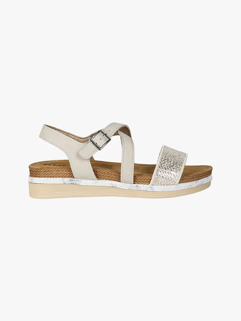 Sandali donna con fascette incrociate - perla