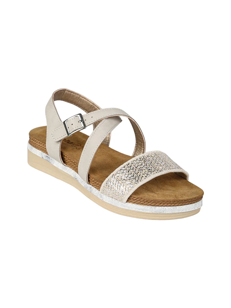 Sandali donna con fascette incrociate - perla