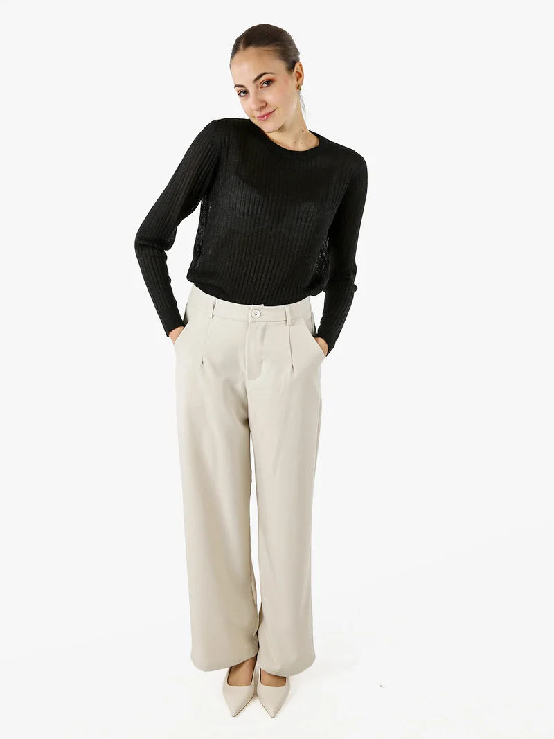 Maglia donna a coste con lurex - nero