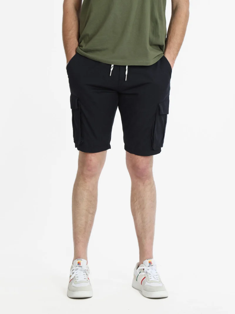 Bermuda cargo da uomo con coulisse - blu scuro