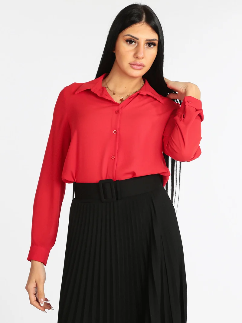 Camicia donna con bottoni - rosso