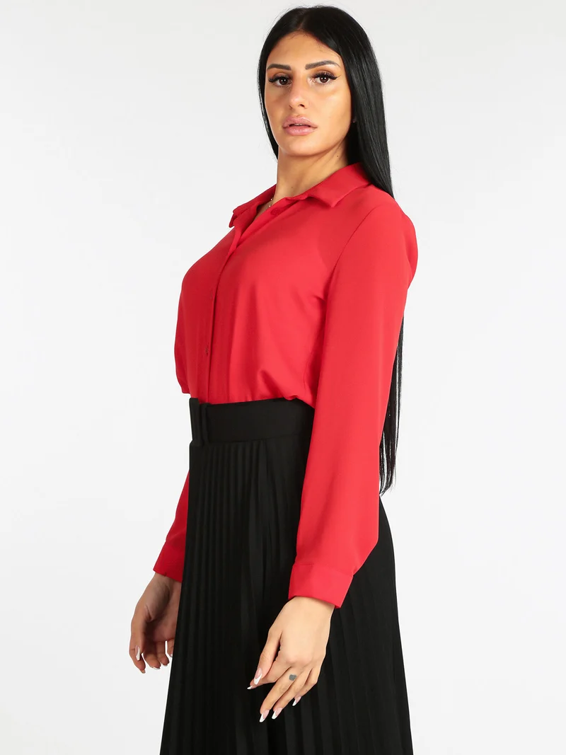 Camicia donna con bottoni - rosso