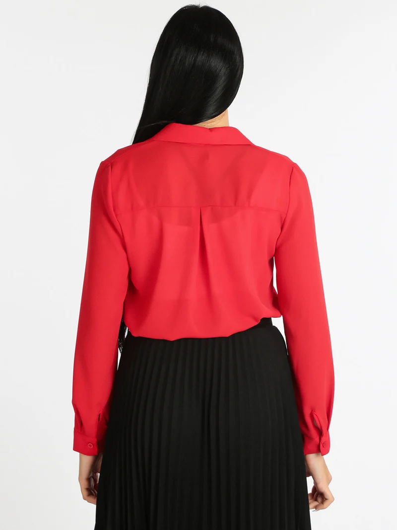 Camicia donna con bottoni - rosso