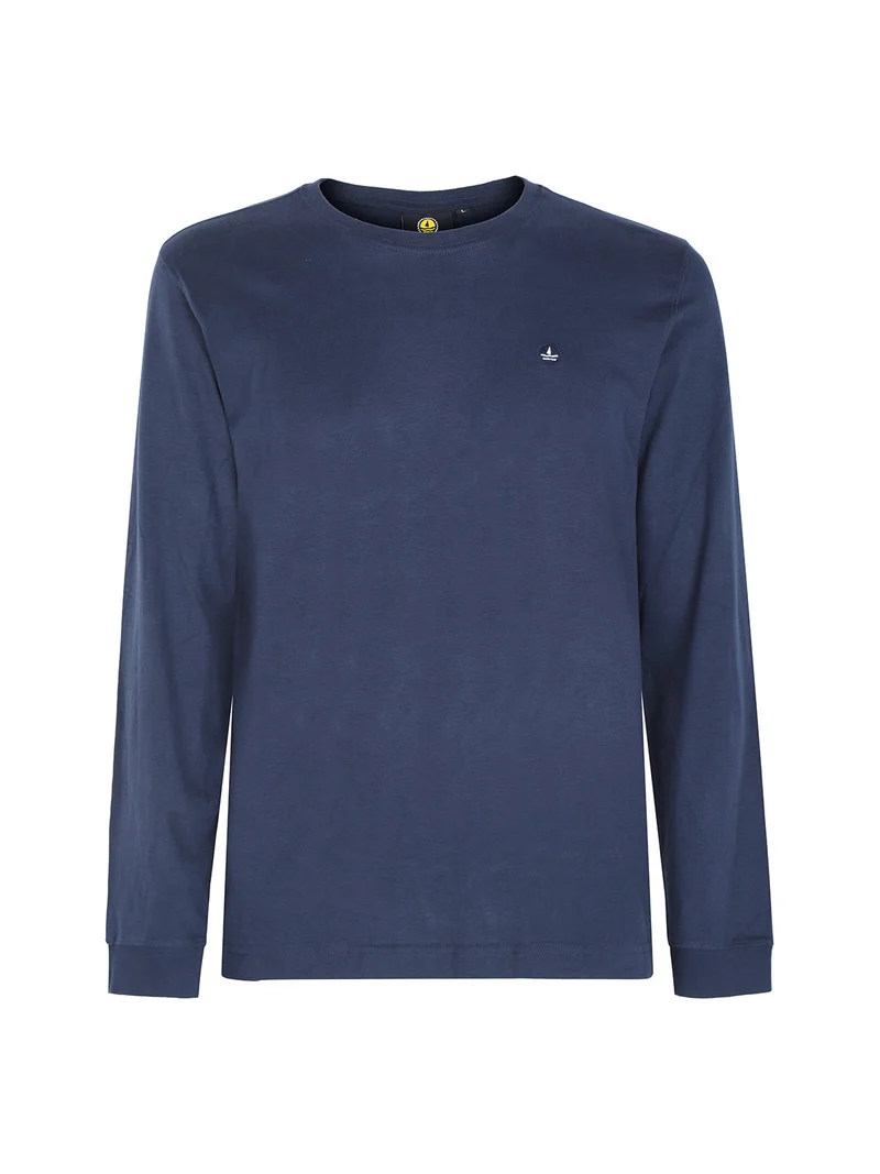 T-shirt uomo girocollo a maniche lunghe - blu