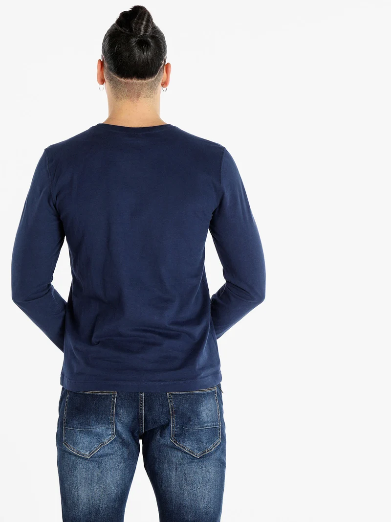 T-shirt uomo girocollo a maniche lunghe - blu
