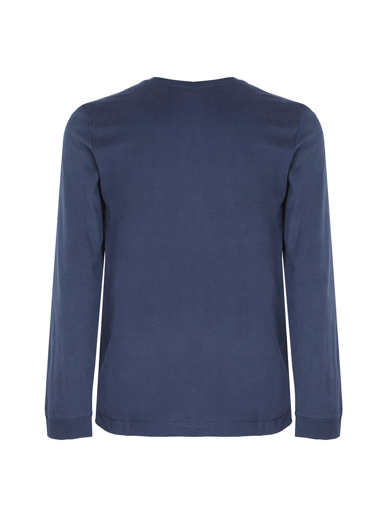 T-shirt uomo girocollo a maniche lunghe - blu