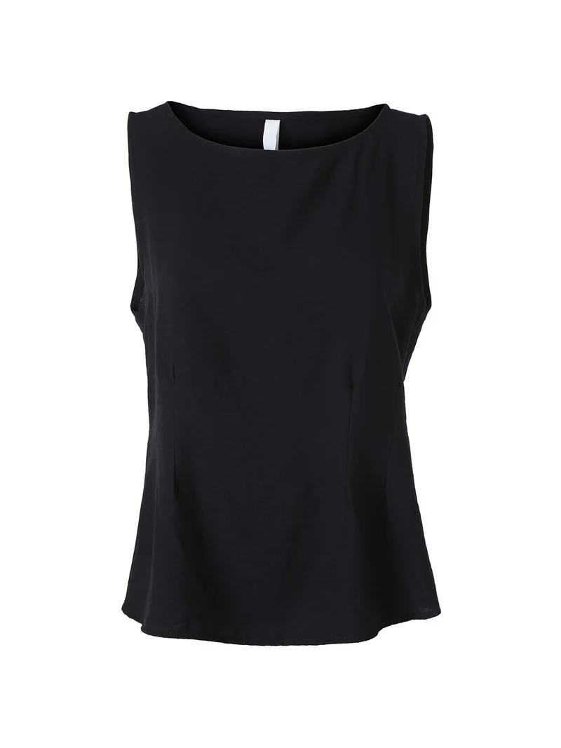 Top smanicato da donna in viscosa - nero