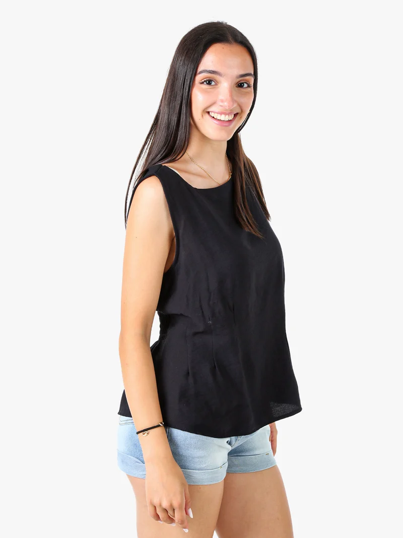Top smanicato da donna in viscosa - nero